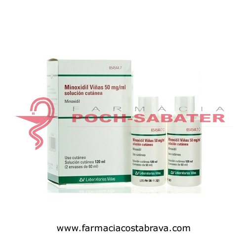 MINOXIDIL VIÑAS 50 mg/ml SOLUCION CUTANEA, 2 frascos de 60 ml