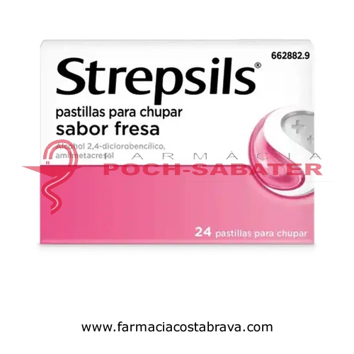 STREPSILS PASTILLAS PARA CHUPAR SABOR FRESA, 24 pastillas