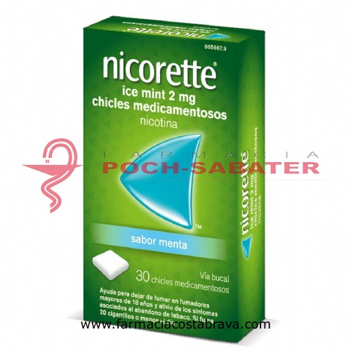 NICORETTE ICE MINT 2 mg CHICLES MEDICAMENTOSOS, 30 chicles
