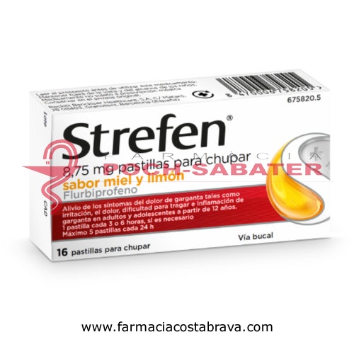 STREFEN 8,75 mg PASTILLAS PARA CHUPAR SABOR MIEL Y LIMON, 16 pastillas