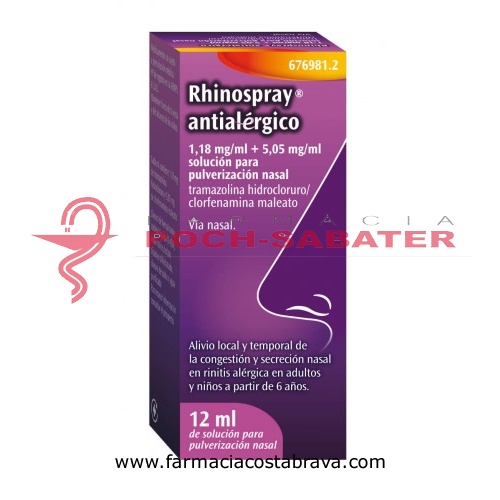 RHINOSPRAY ANTIALERGICO 1,18 MG/ML + 5,05 MG/ML SOLUCION PARA PULVERIZACION NASAL, 1 envase pulveriz