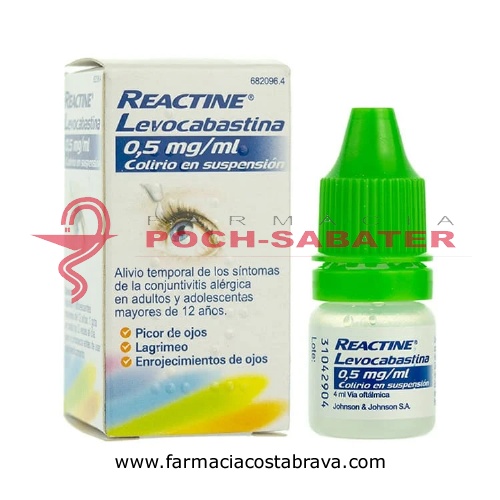 REACTINE LEVOCABASTINA 0,5mg/ml COLIRIO EN SUSPENSION , 1 frasco de 4 ml