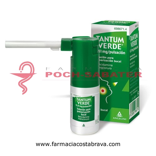 TANTUM VERDE 0,51 MG/PULSACION SOLUCION PARA PULVERIZACION BUCAL , frasco de 15 ml