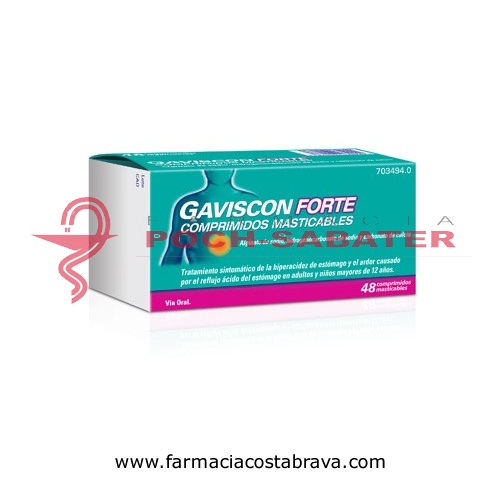 GAVISCON FORTE COMPRIMIDOS MASTICABLES , 48 comprimidos