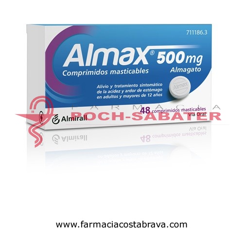 ALMAX 500 mg COMPRIMIDOS MASTICABLES,48 comprimidos