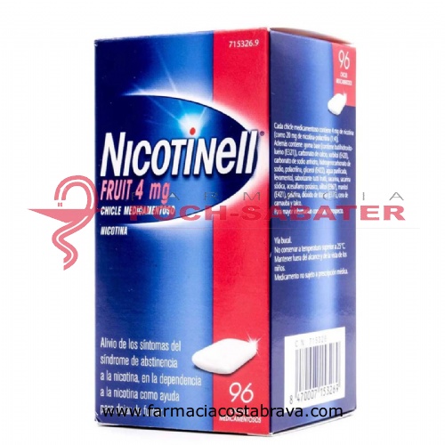NICOTINELL FRUIT 4 mg CHICLE MEDICAMENTOSO , 96 chicles