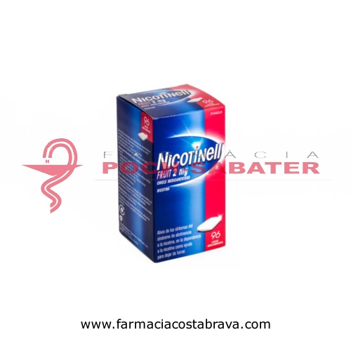 NICOTINELL FRUIT 2 mg CHICLE MEDICAMENTOSO, 96 chicles