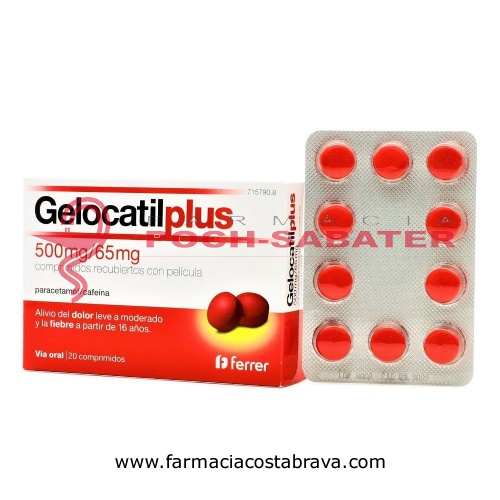 GELOCATIL PLUS 500 MG/65 MG COMPRIMIDOS RECUBIERTOS CON PELICULA, 20 comprimidos