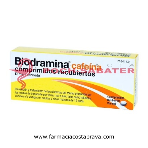 BIODRAMINA CAFEINA COMPRIMIDOS RECUBIERTOS , 4 comprimidos