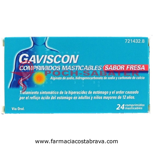 GAVISCON COMPRIMIDOS MASTICABLES SABOR FRESA,24 comprimidos
