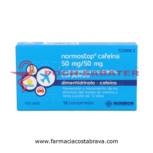NORMOSTOP CAFEINA 50 MG/50 MG COMPRIMIDOS RECUBIERTOS CON PELICULA, 12 comprimidos (Blister Al/PA-Al