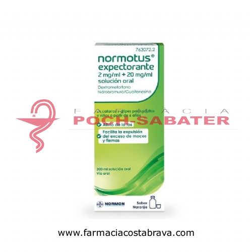 NORMOTUS EXPECTORANTE 2 MG/ML + 20 MG/ML SOLUCION ORAL, 1 frasco de 200 ml