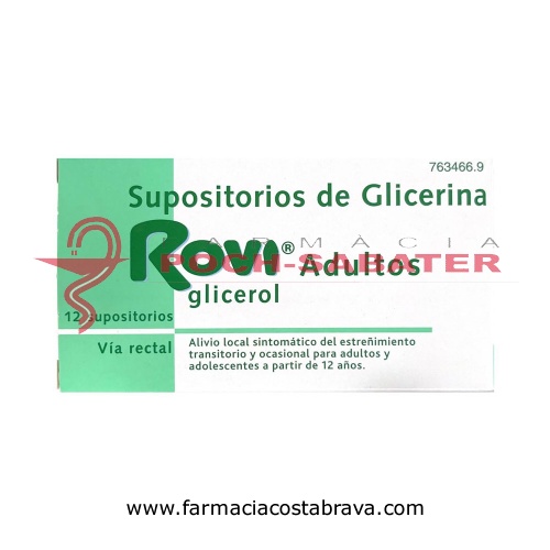 SUPOSITORIOS DE GLICERINA ROVI ADULTOS, 12 supositorios