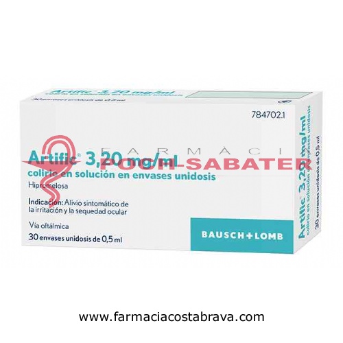 ARTIFIC 3,20 mg/ml COLIRIO EN SOLUCION EN ENVASE  UNIDOSIS , 30 envases unidosis de 0,5 ml