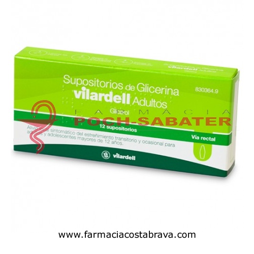 SUPOSITORIOS DE GLICERINA VILARDELL ADULTOS, 12 supositorios