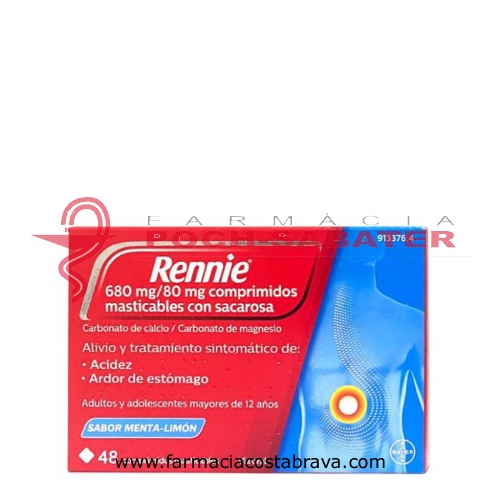 RENNIE 680 MG/80 MG COMPRIMIDOS MASTICABLES CON SACAROSA , 48 comprimidos