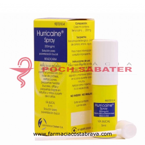 HURRICAINE SPRAY 200 mg/ml SOLUCION PARA PULVERIZACION BUCAL, 1 frasco de 5 ml