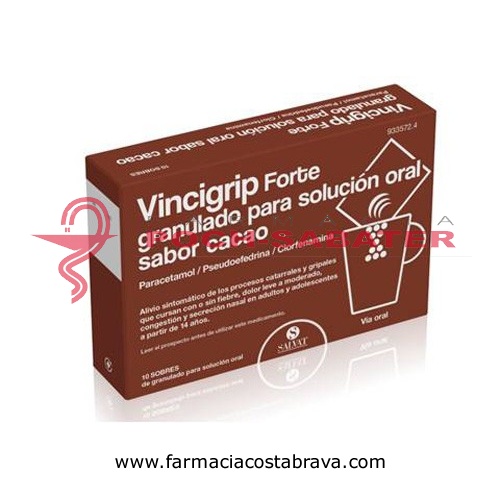 VINCIGRIP FORTE GRANULADO PARA SOLUCION ORAL SABOR CACAO , 10 sobres