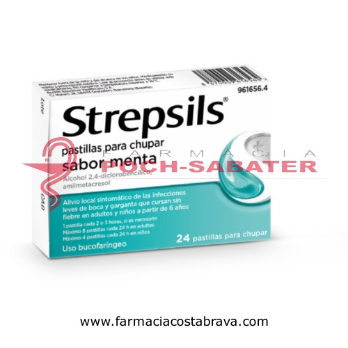 STREPSILS pastillas para chupar sabor menta , 24 pastillas