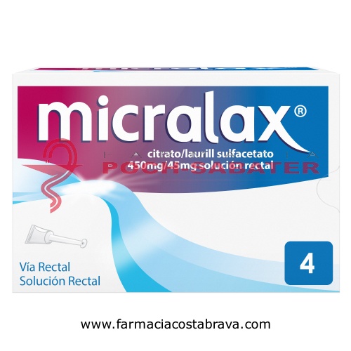 MICRALAX CITRATO/LAURIL SULFOACETATO 450 mg/45 mg solucion rectal , 4 enemas
