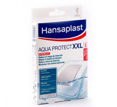Hansaplast med aqua protect con gasa - aposito esteril (10 x 8 cm 5 u)