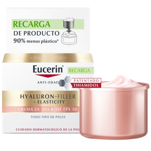 Eucerin hyaluron filler + elasticity rose dia fp 30  1 envase 50 ml refill
