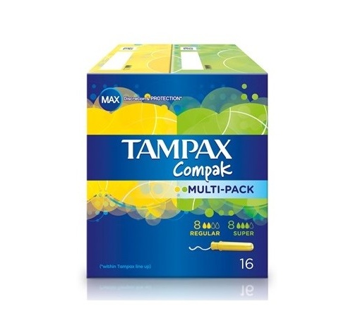 Tampax compak tampon 100%algodon (multipack 8 u + 8 u)
