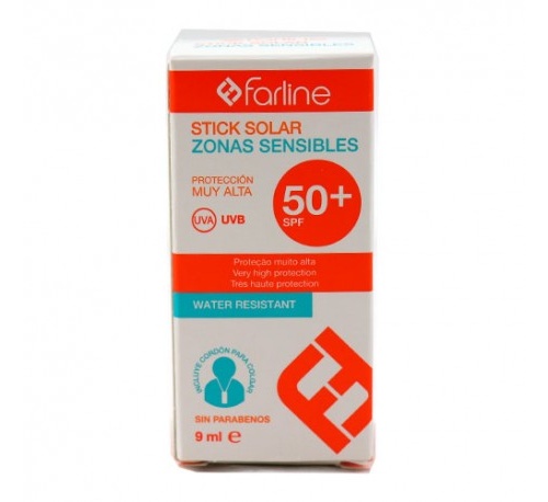 Farline stick solar spf 50+ zonas sensibles (1 envase 9 ml)