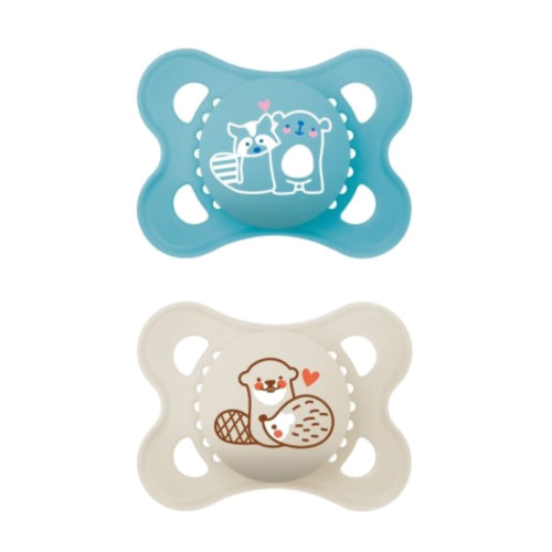 Chupete silicona - mam original pure (2 - 6 meses 2 unidades color azul)