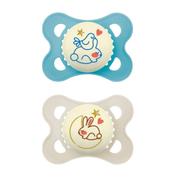 Chupete silicona - mam original pure night (2 - 6 meses 2 unidades color azul)