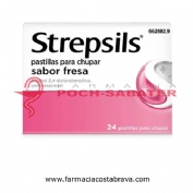 STREPSILS PASTILLAS PARA CHUPAR SABOR FRESA, 24 pastillas